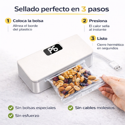 Sellador de bolsas de Alimentos recargable 2 en 1
